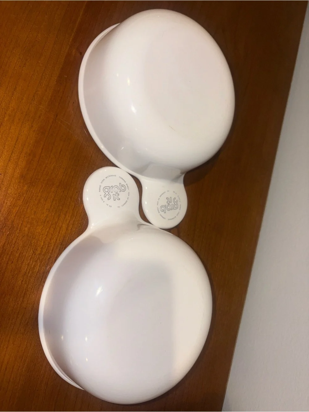 Vintage Corningware White Ceramic Grab It Bowls Set of 2